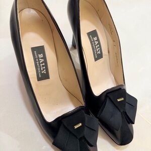 Bally Women's Classic Black Heels with Bow Accent